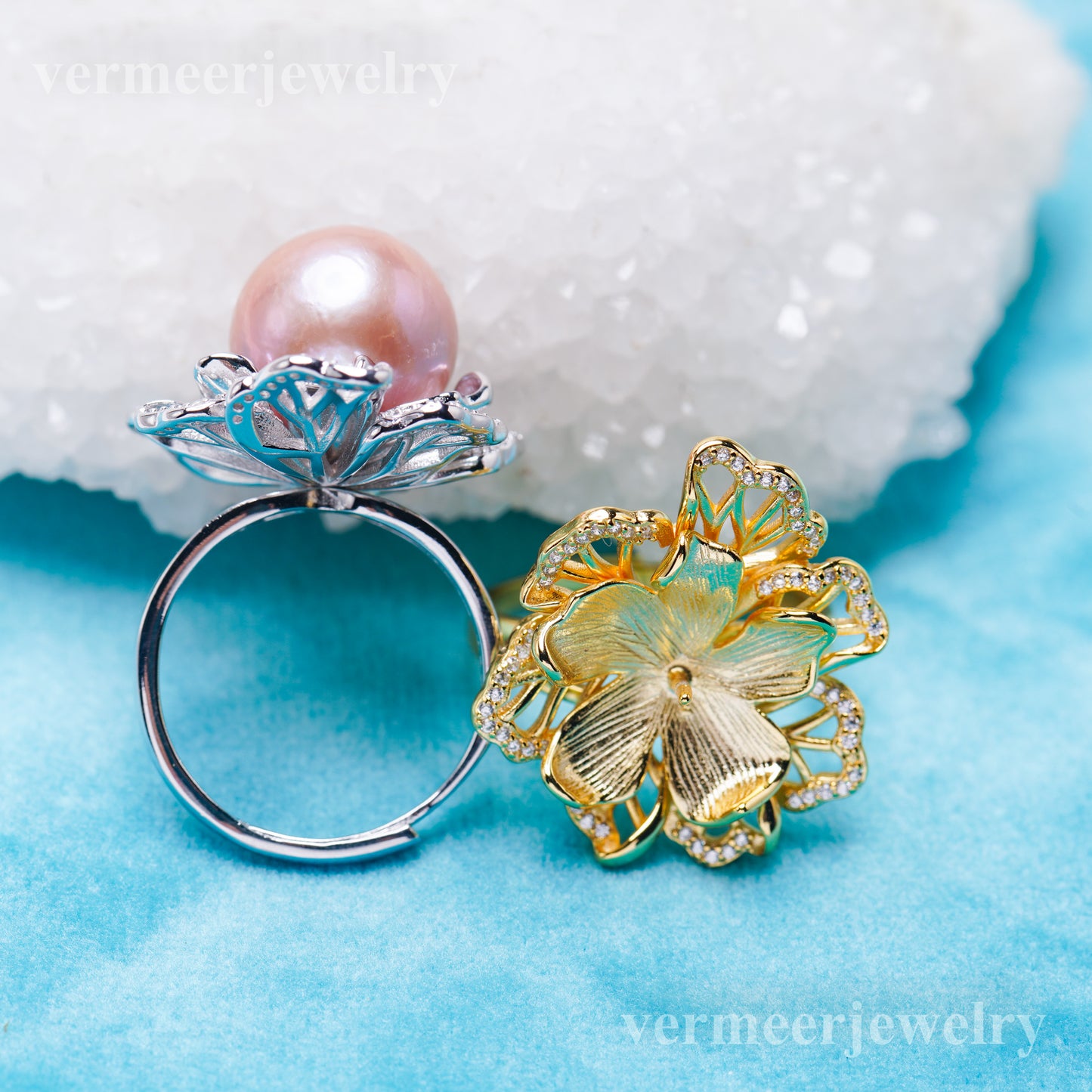 re011006 DIY 9-11mm Natural Freshwater pearl Ring accessory 925 sterling silver Adjustable size engagement ring for women