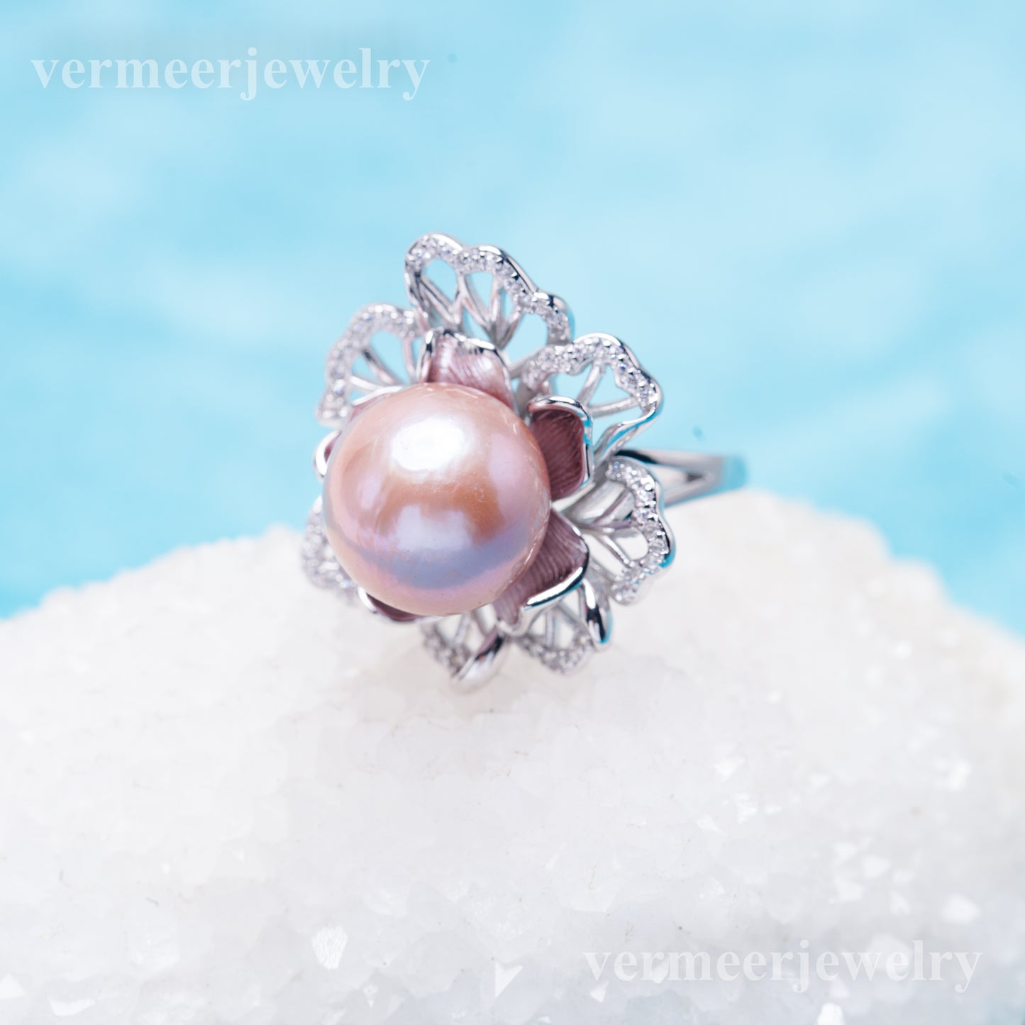 re011006 DIY 9-11mm Natural Freshwater pearl Ring accessory 925 sterling silver Adjustable size engagement ring for women