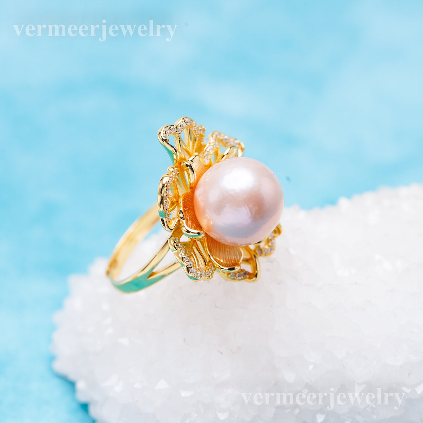 re011006 DIY 9-11mm Natural Freshwater pearl Ring accessory 925 sterling silver Adjustable size engagement ring for women