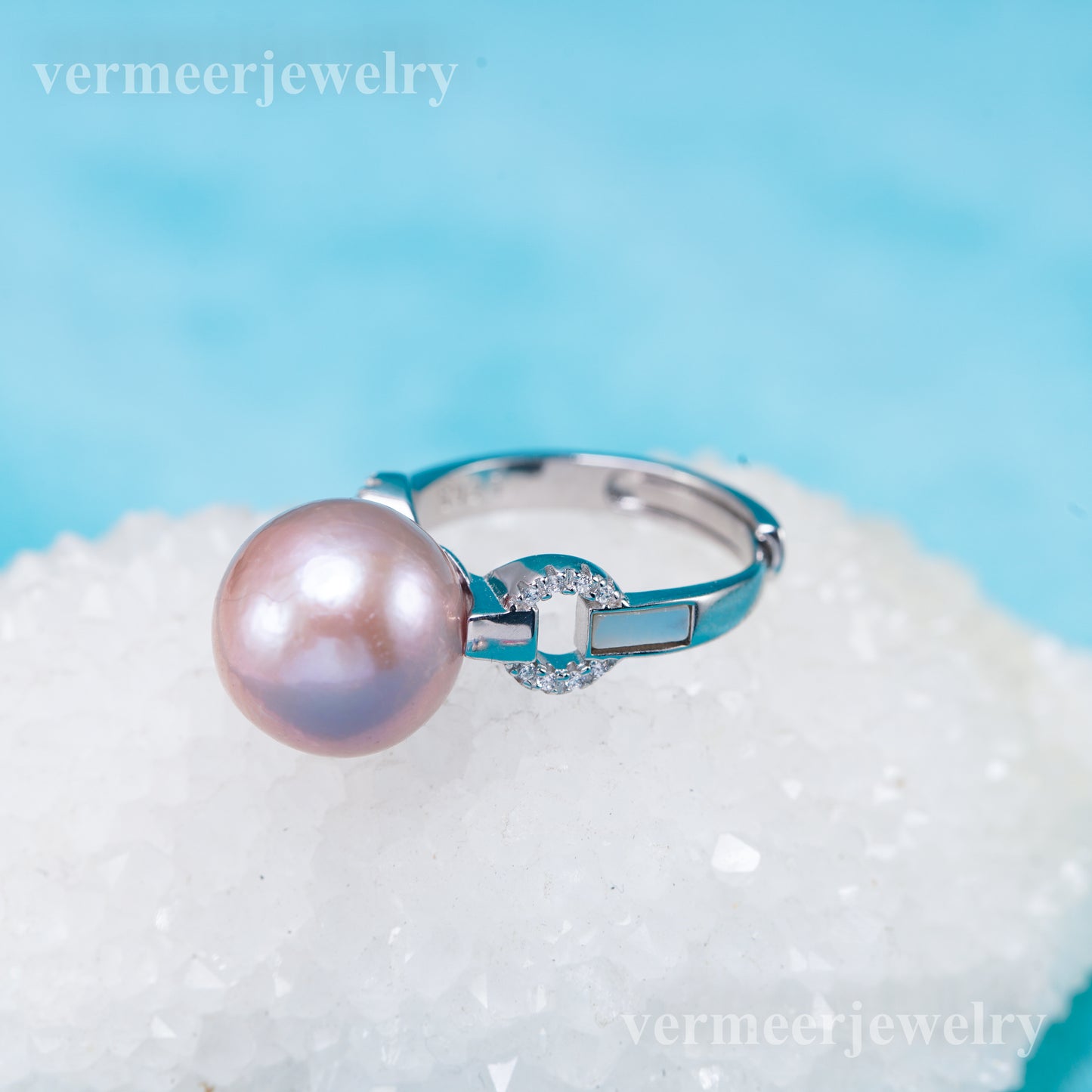 re011027 DIY 9-11mm Natural Freshwater pearl Ring accessory 925 sterling silver Adjustable size engagement ring for women