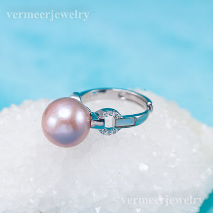 re011027 DIY 9-11mm Natural Freshwater pearl Ring accessory 925 sterling silver Adjustable size engagement ring for women