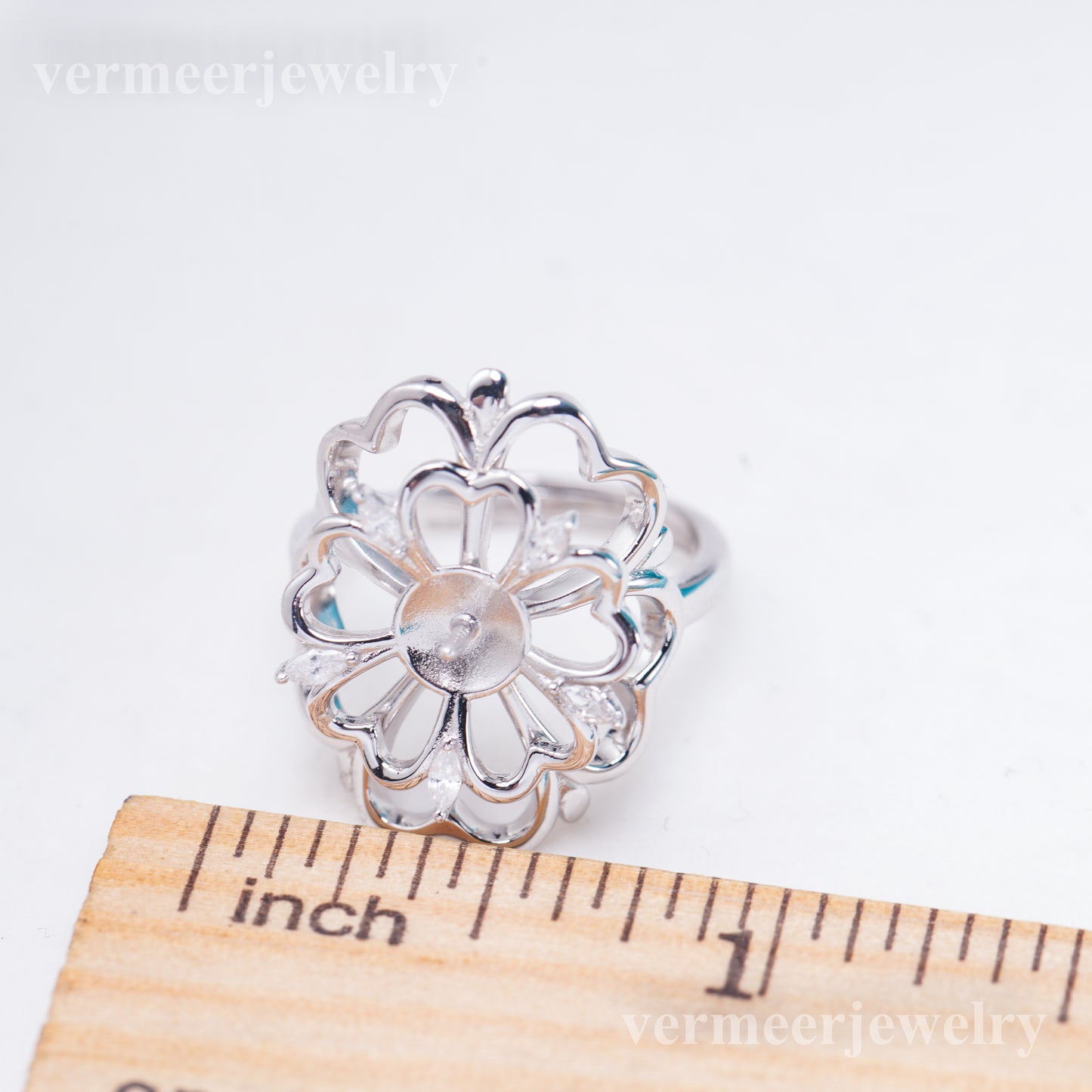 r011045 DIY 6-8mm Natural Freshwater pearl Ring accessory 925 sterling silver Adjustable size engagement ring for women