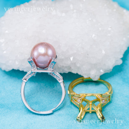 re011048 DIY 9-11mm Natural Freshwater pearl Ring accessory 925 sterling silver Adjustable size engagement ring for women