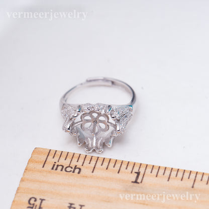 re011049 DIY 9-11mm Natural Freshwater pearl Ring accessory 925 sterling silver Adjustable size engagement ring for women