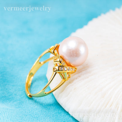 re011090 DIY 9-11mm Natural Freshwater pearl Ring accessory 925 sterling silver Adjustable size engagement ring for women