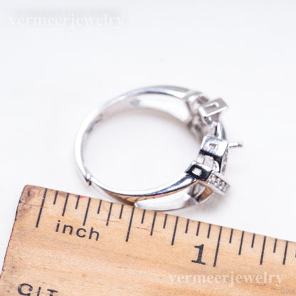 re011090 DIY 9-11mm Natural Freshwater pearl Ring accessory 925 sterling silver Adjustable size engagement ring for women