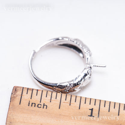 re011098 DIY 9-11mm Natural Freshwater pearl Ring accessory 925 sterling silver Adjustable size engagement ring for women