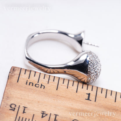 re011109 DIY 9-11mm Natural Freshwater pearl Ring accessory 925 sterling silver Adjustable size engagement ring for women