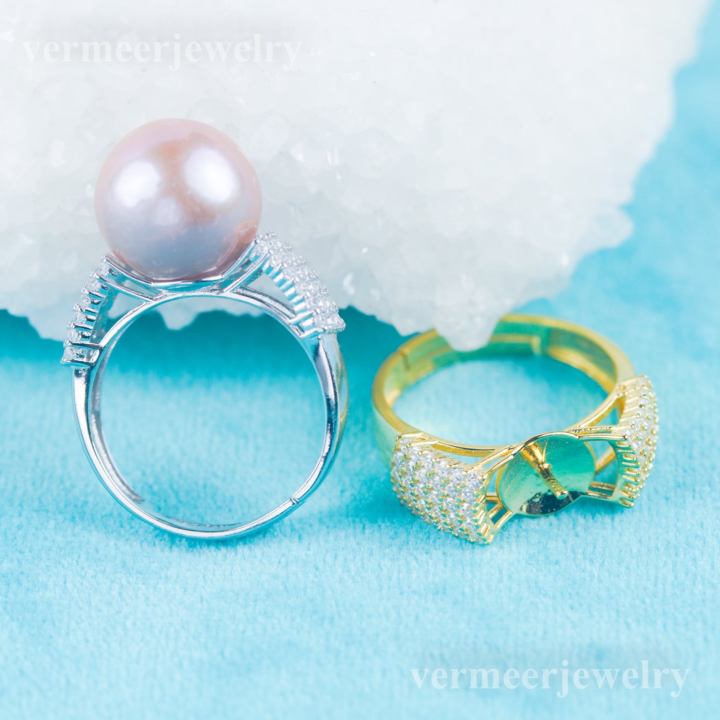 re030974 DIY 9-11mm Natural Freshwater pearl Ring accessory 925 sterling silver Adjustable size engagement ring for women