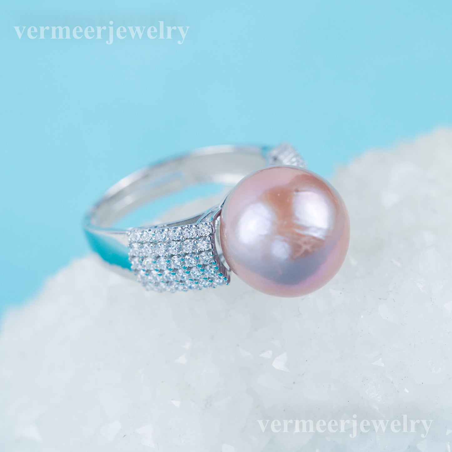 re030974 DIY 9-11mm Natural Freshwater pearl Ring accessory 925 sterling silver Adjustable size engagement ring for women