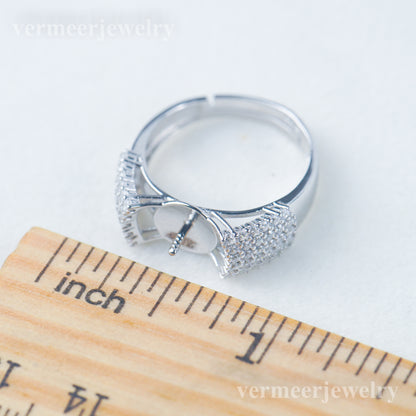 re030974 DIY 9-11mm Natural Freshwater pearl Ring accessory 925 sterling silver Adjustable size engagement ring for women