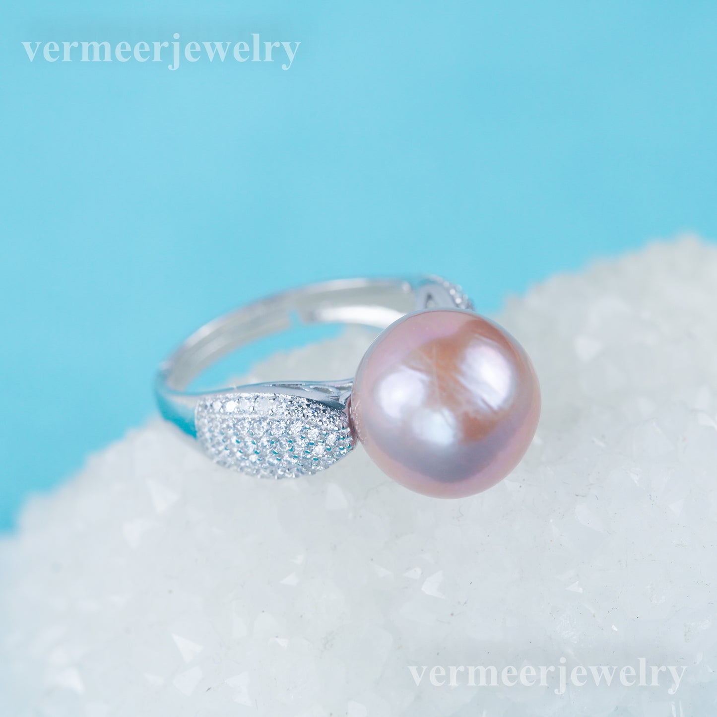 re030975 DIY 9-11mm Natural Freshwater pearl Ring accessory 925 sterling silver Adjustable size engagement ring for women