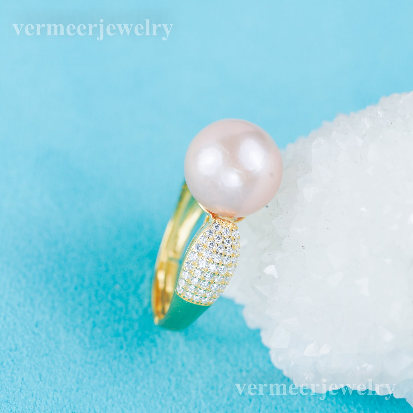 re030975 DIY 9-11mm Natural Freshwater pearl Ring accessory 925 sterling silver Adjustable size engagement ring for women