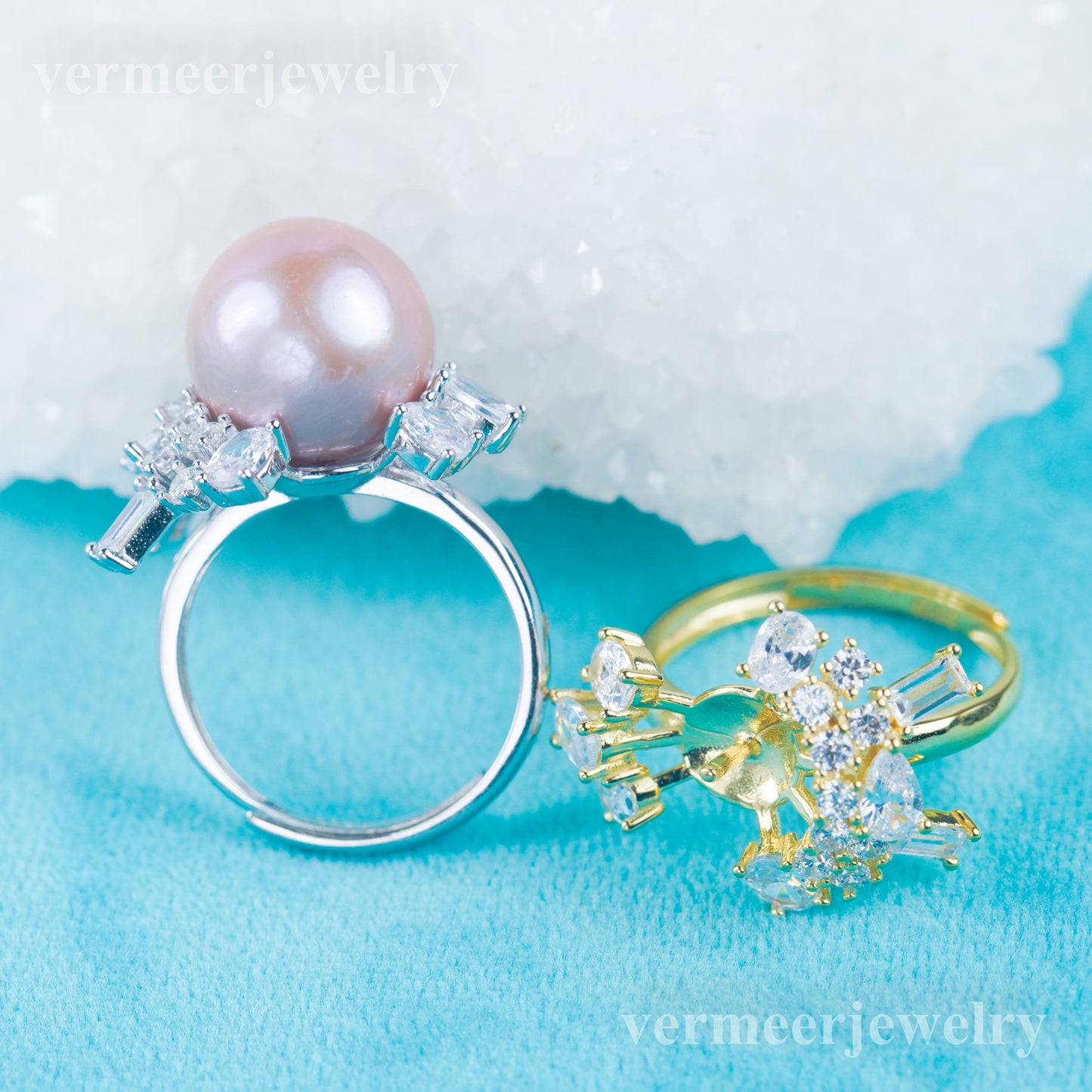 re030976 DIY 9-11mm Natural Freshwater pearl Ring accessory 925 sterling silver Adjustable size engagement ring for women