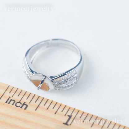 re030977 DIY 9-11mm Natural Freshwater pearl Ring accessory 925 sterling silver Adjustable size engagement ring for women