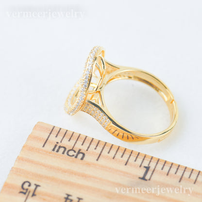 re030980 DIY 9-11mm Natural Freshwater pearl Ring accessory 925 sterling silver Adjustable size engagement ring for women
