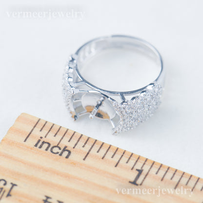 re030981 DIY 9-11mm Natural Freshwater pearl Ring accessory 925 sterling silver Adjustable size engagement ring for women