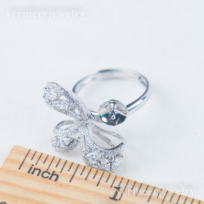 re030982 DIY 9-11mm Natural Freshwater pearl Ring accessory 925 sterling silver Adjustable size engagement ring for women