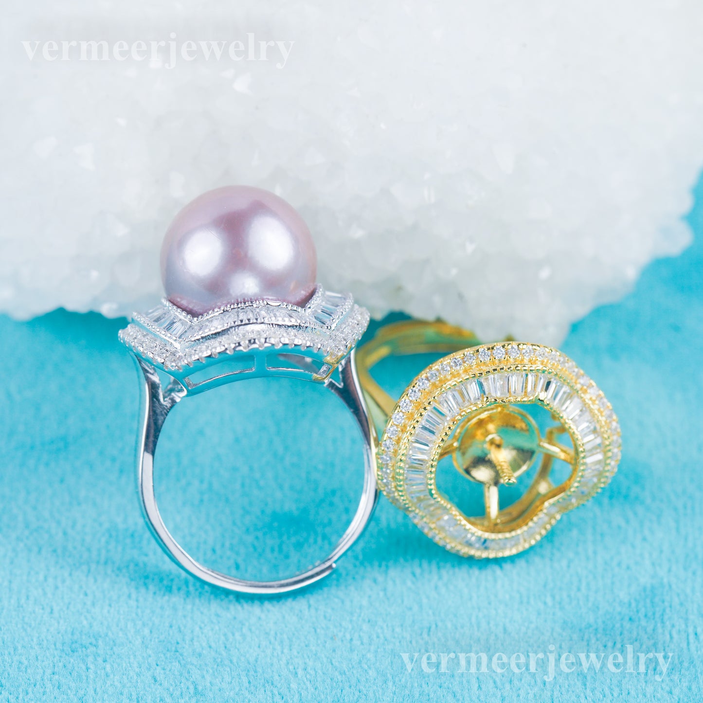 re030983 DIY 9-11mm Natural Freshwater pearl Ring accessory 925 sterling silver Adjustable size engagement ring for women