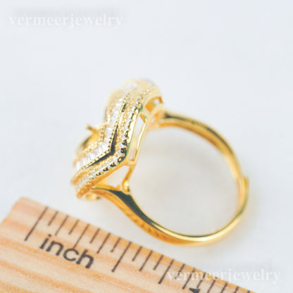 re030983 DIY 9-11mm Natural Freshwater pearl Ring accessory 925 sterling silver Adjustable size engagement ring for women