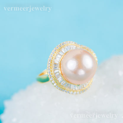 re030983 DIY 9-11mm Natural Freshwater pearl Ring accessory 925 sterling silver Adjustable size engagement ring for women