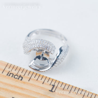 re030984 DIY 9-11mm Natural Freshwater pearl Ring accessory 925 sterling silver Adjustable size engagement ring for women