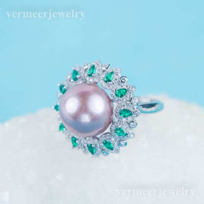 re030985 DIY 9-11mm Natural Freshwater pearl Ring accessory 925 sterling silver Adjustable size engagement ring for women