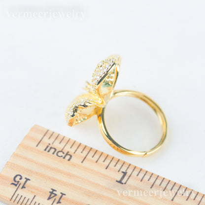 re030986 DIY 9-11mm Natural Freshwater pearl Ring accessory 925 sterling silver Adjustable size engagement ring for women